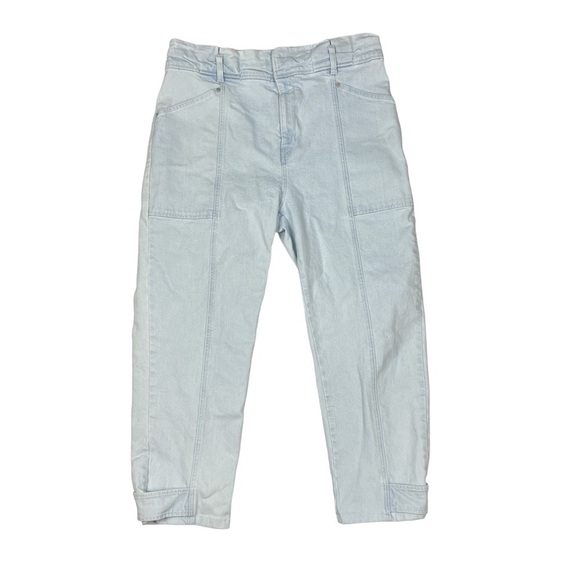 A.L.C. Light Bleached Wash High Rise Button Cuff Straight Leg Jeans - Picture 1 of 6